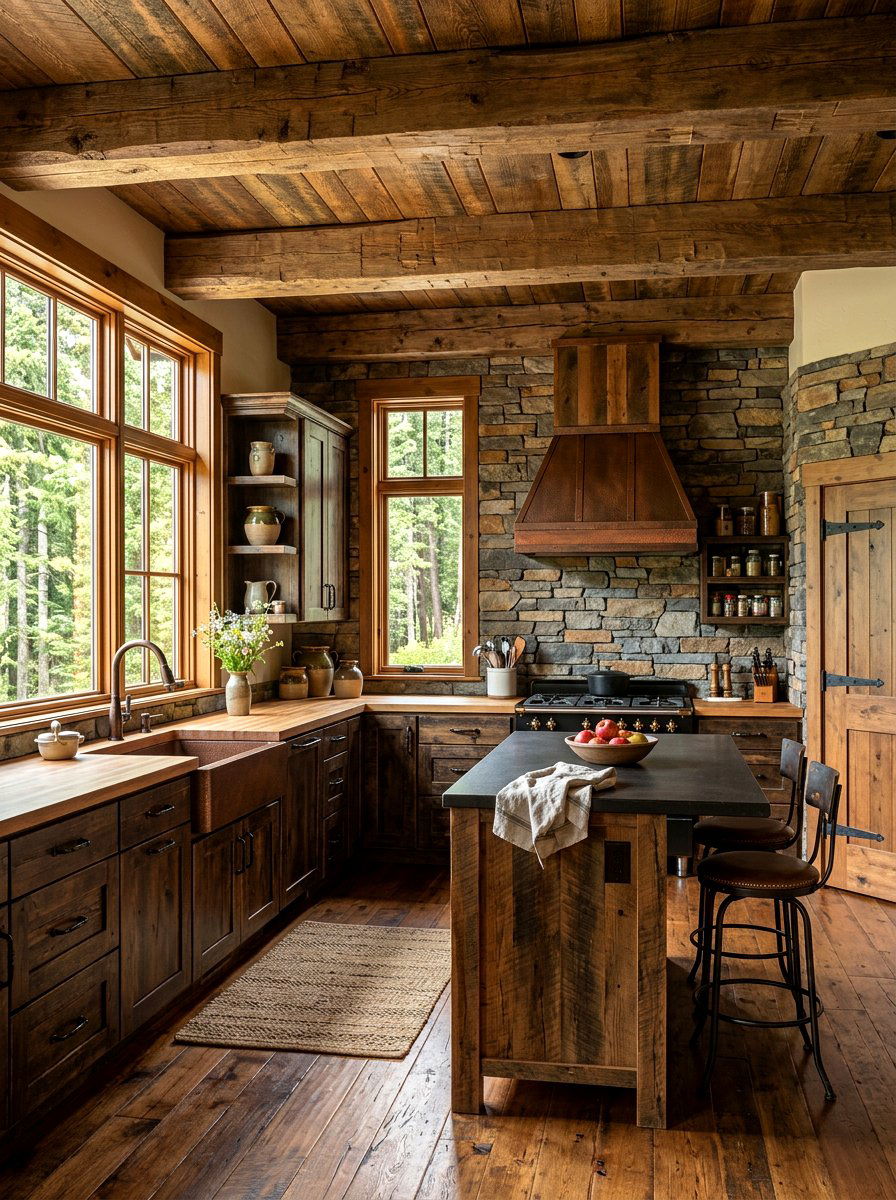 Rustic Cabin Kitchen - 30 small cottage kitchen ideas