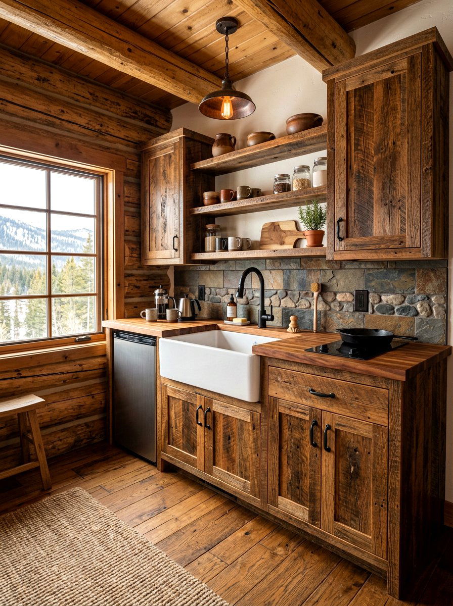 Rustic Cabin Kitchen - 30 kitchenette design ideas