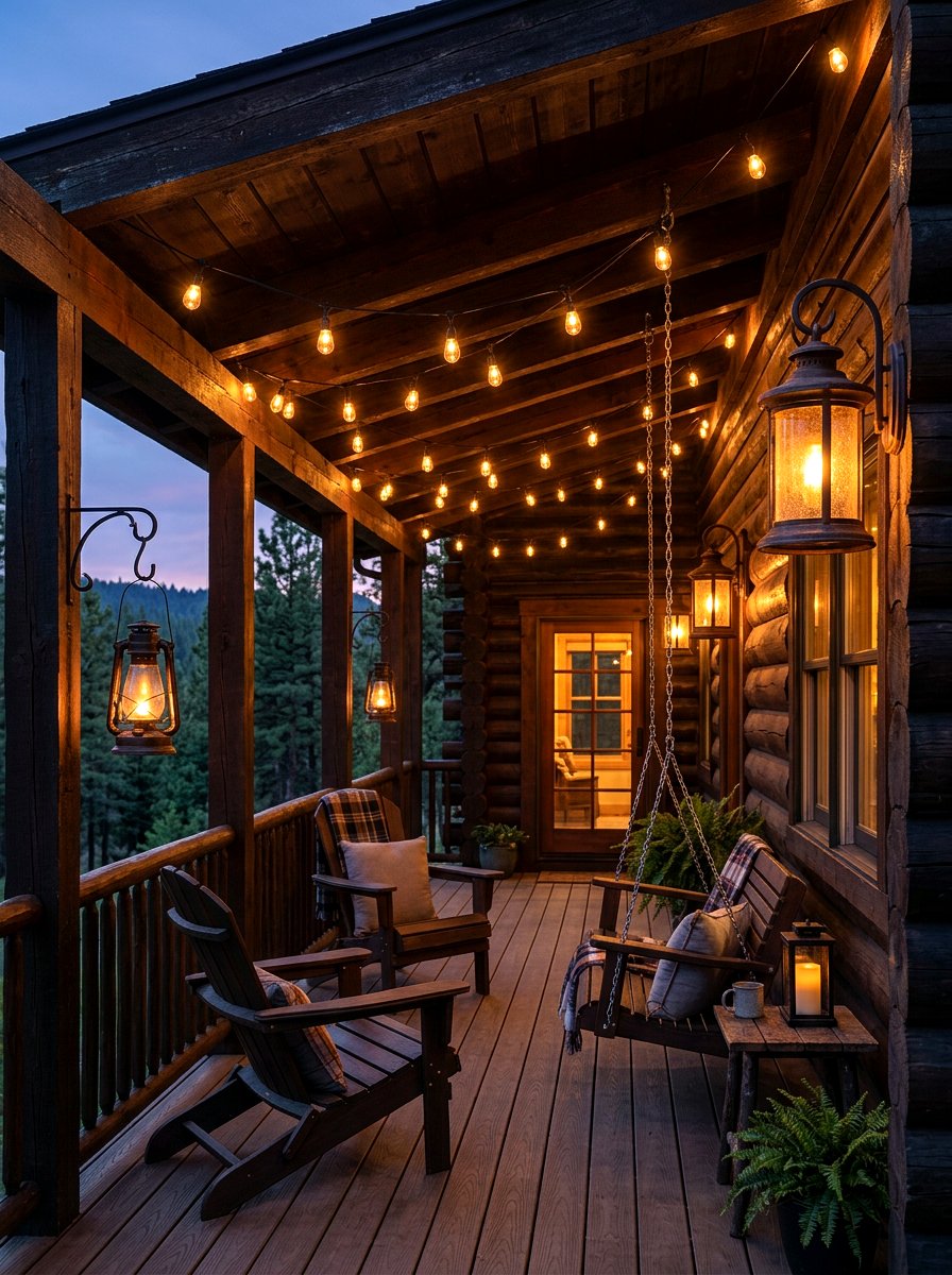 Rustic Cabin Porch Lighting - 30 cabin front porch ideas