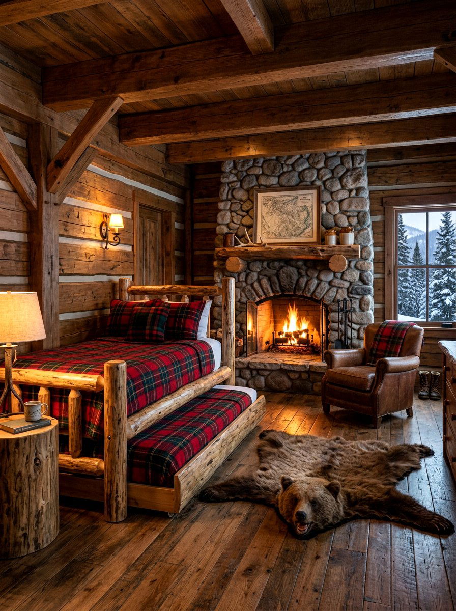 Rustic Cabin Trundle Bed - 30 trundle guest room ideas