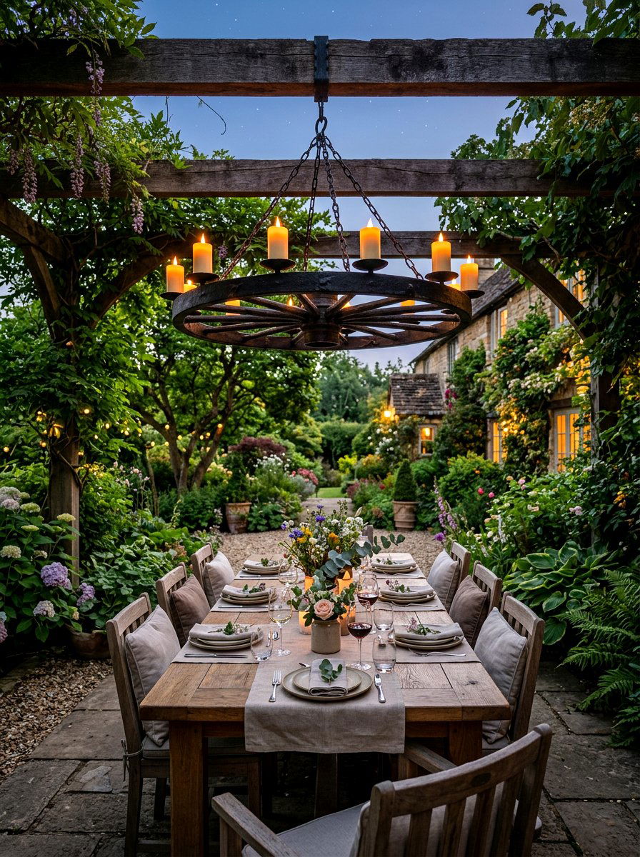 Rustic Candle Chandeliers - 30 backyard lighting ideas