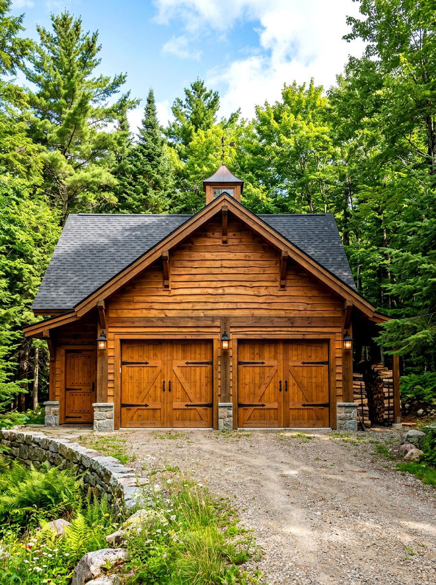 Rustic Cedar Finish - 30 garage facade ideas