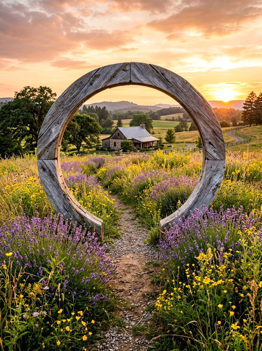Rustic Cedar Moon Gate - 30 moon gate backyard ideas