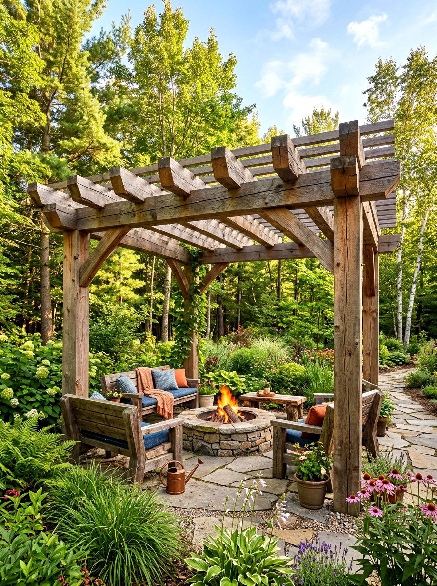 Rustic Cedar Pergola - 30 cedar pergola ideas