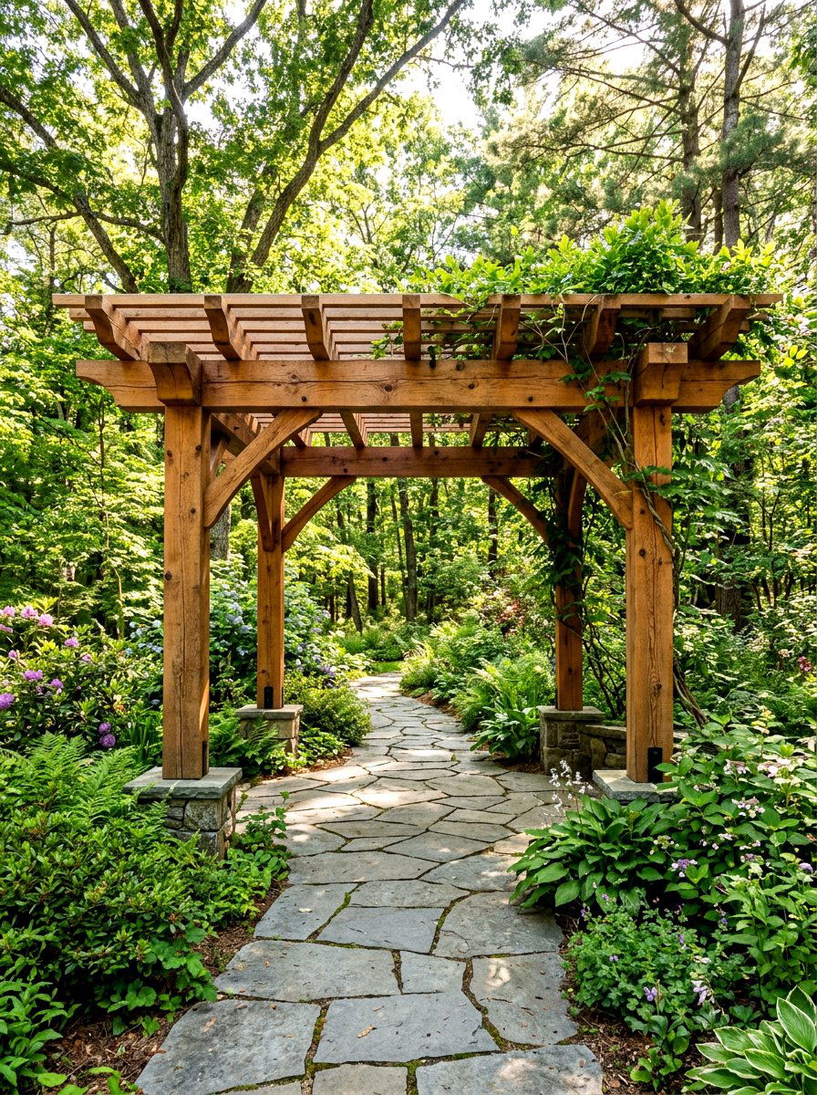 Rustic Cedar Pergola - 30 outdoor pergola ideas