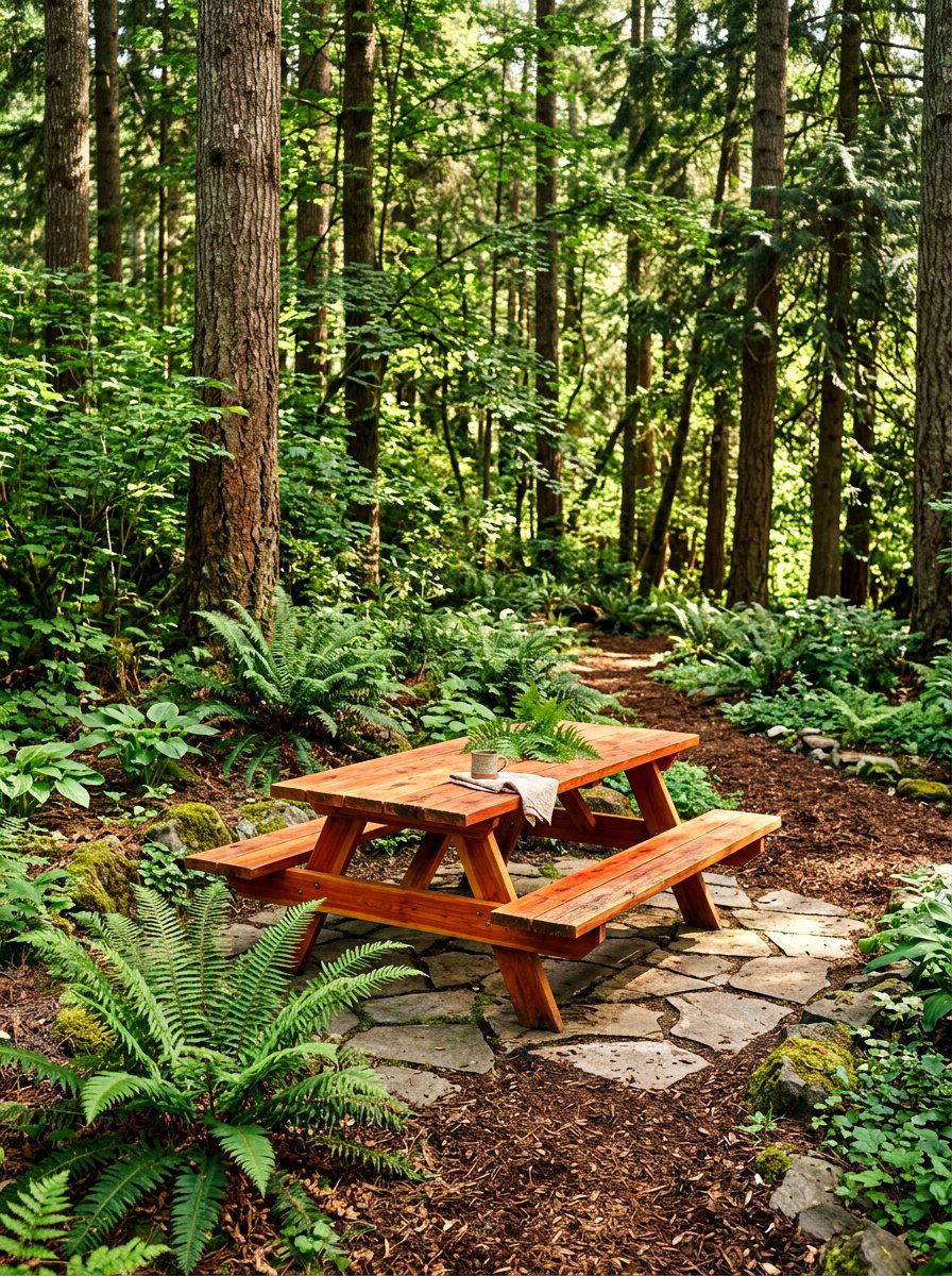 Rustic Cedar Picnic Table - 30 picnic table patio ideas
