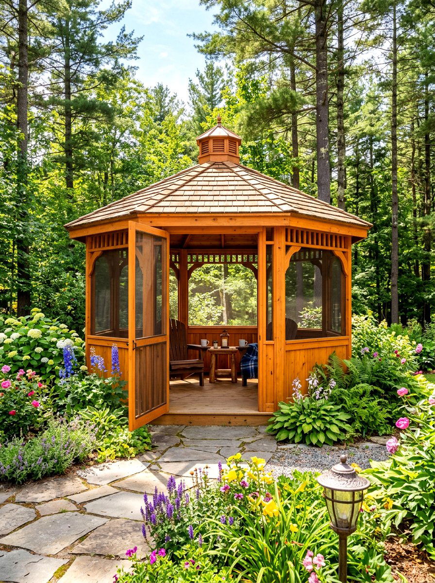 Rustic Cedar Screened Gazebo - 30 screened gazebo ideas