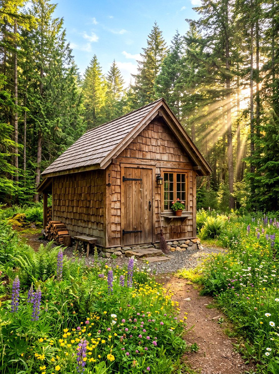 Rustic Cedar Wood Shed - 30 wood storage shed ideas