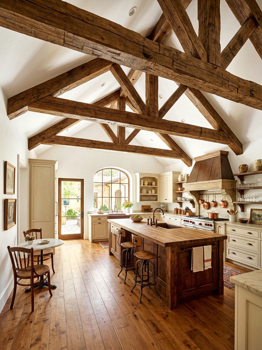 Rustic Ceiling Beams - 30 coffeehouse kitchen decor ideas