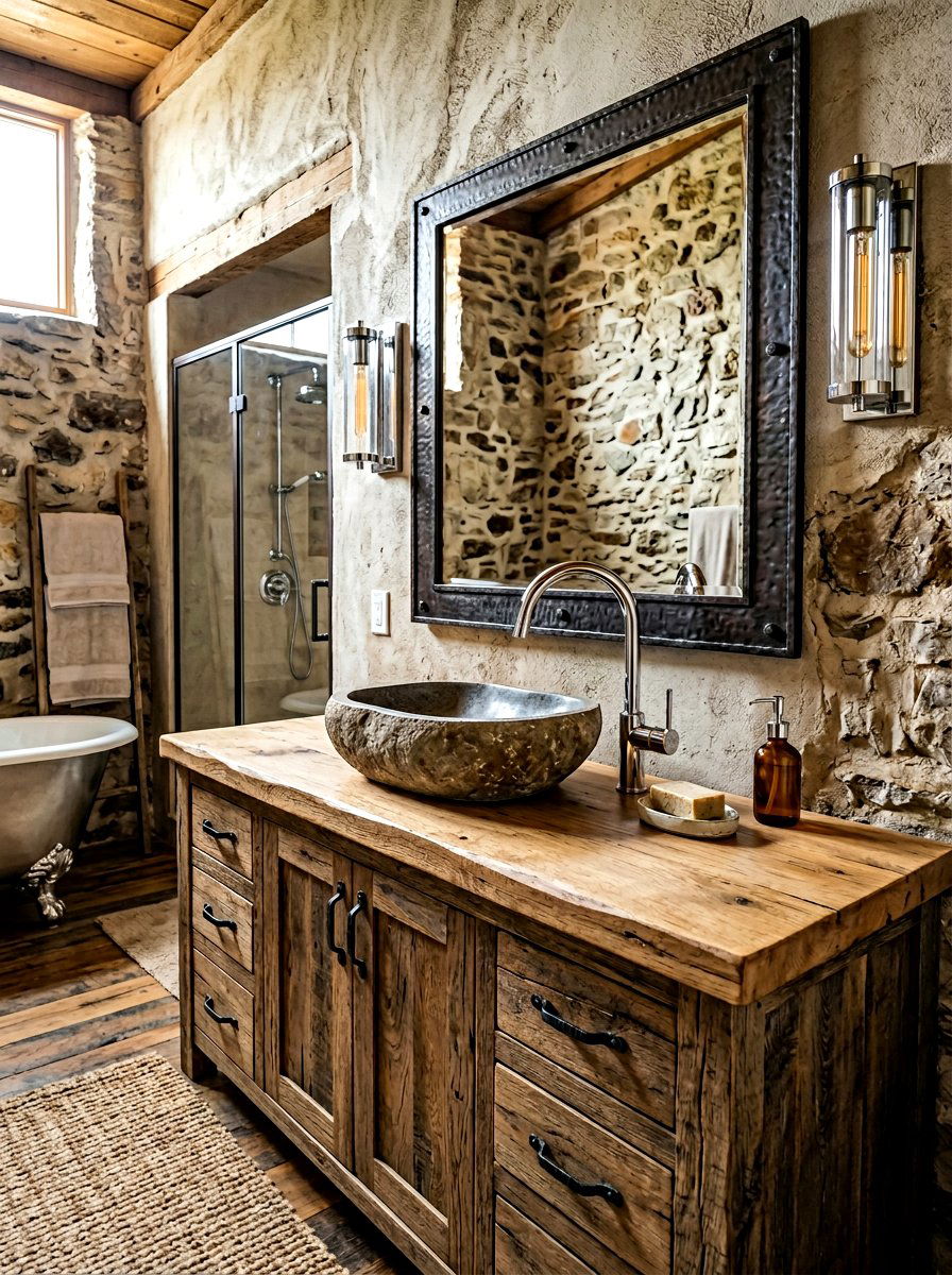 Rustic Chrome Bathroom - 30 chrome bathroom ideas