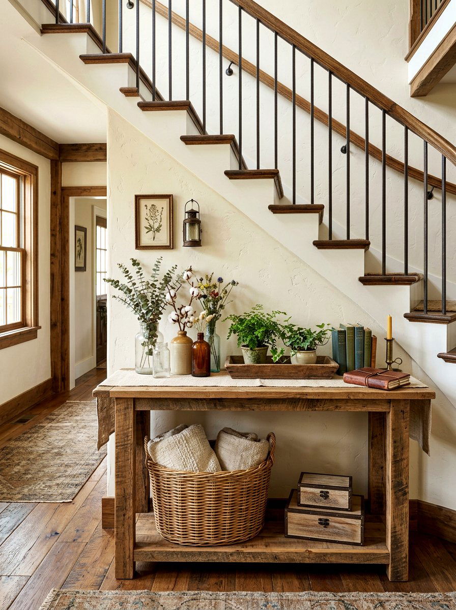 Rustic Console Behind Stairs - 30 console behind stairs ideas
