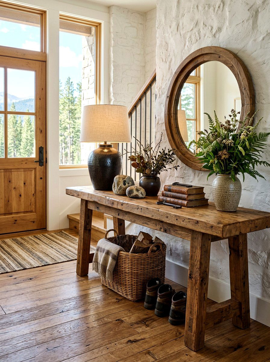 Rustic Console Table - 30 designer entry table decor ideas