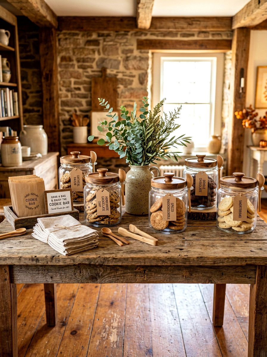 Rustic Cookie Bar - 30 cookie station ideas