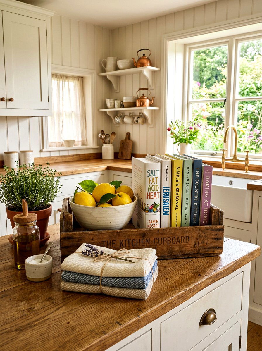 Rustic Countertop Crate - 30 cookbook display kitchen ideas