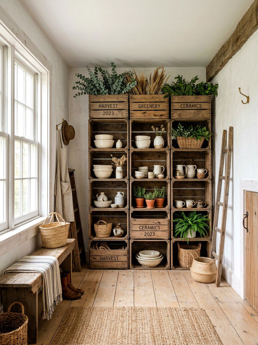 Rustic Crate Storage Theme - 30 organizing seasonal decor ideas