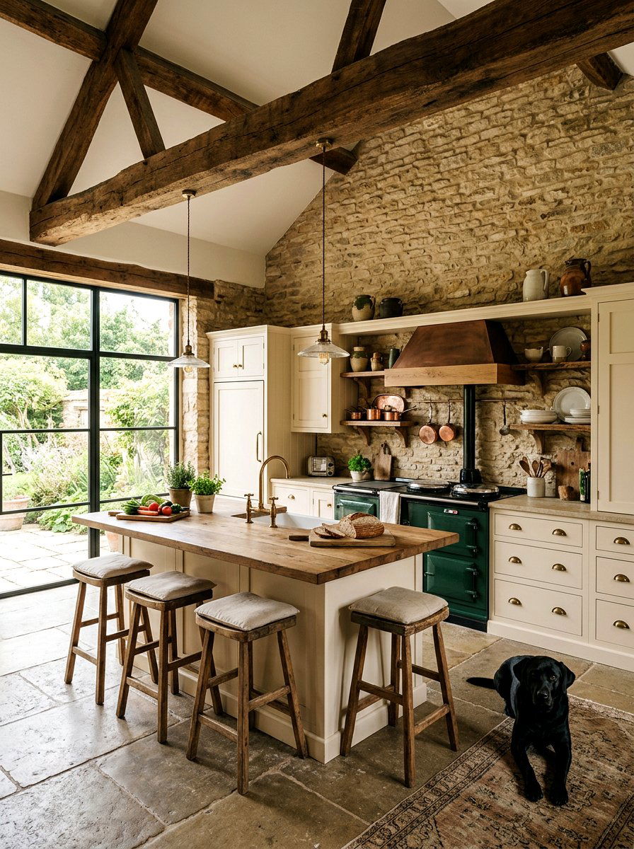 Rustic Cream Kitchen - 30 cream kitchen cabinet ideas