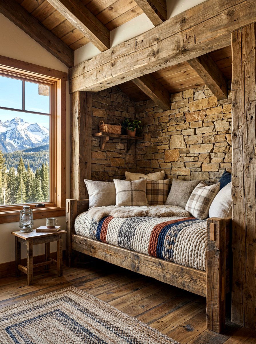 Rustic Daybed - 30 built in daybed nook ideas