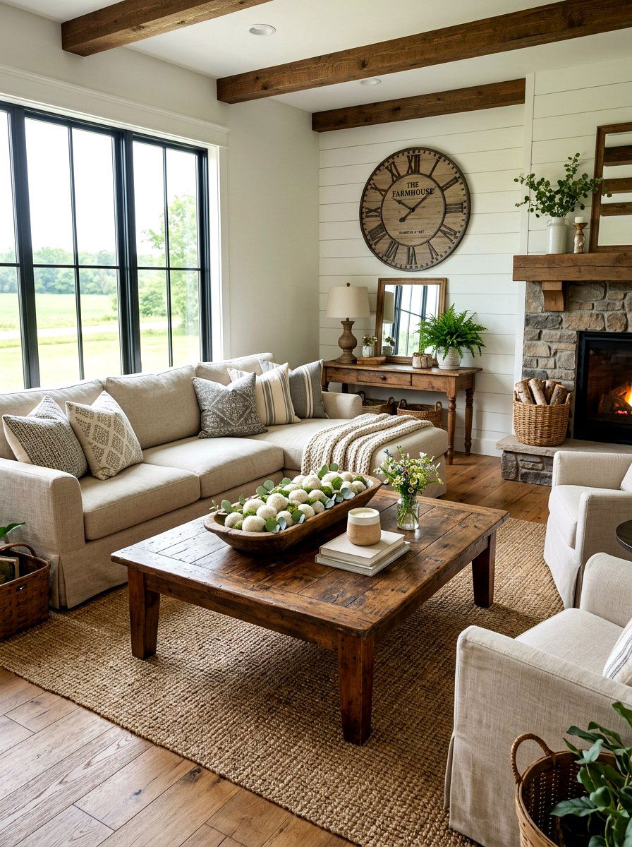 Rustic Dough Bowl - 30 coffee table seasonal decor ideas