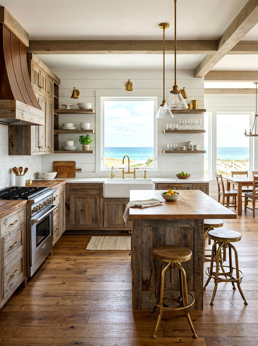 Rustic Driftwood Coastal Kitchen - 30 coastal kitchen ideas