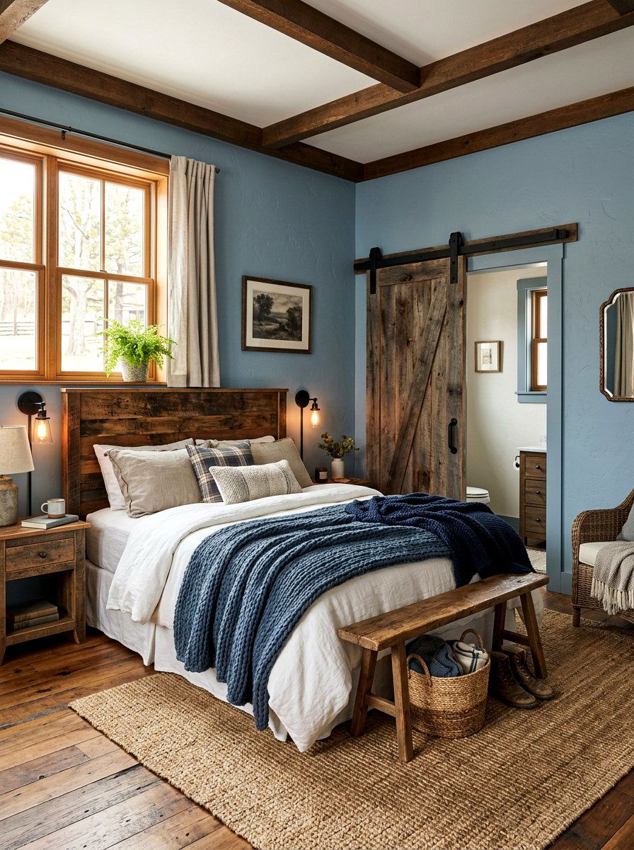 Rustic Dusty Blue Bedroom - 30 dusty blue bedroom ideas