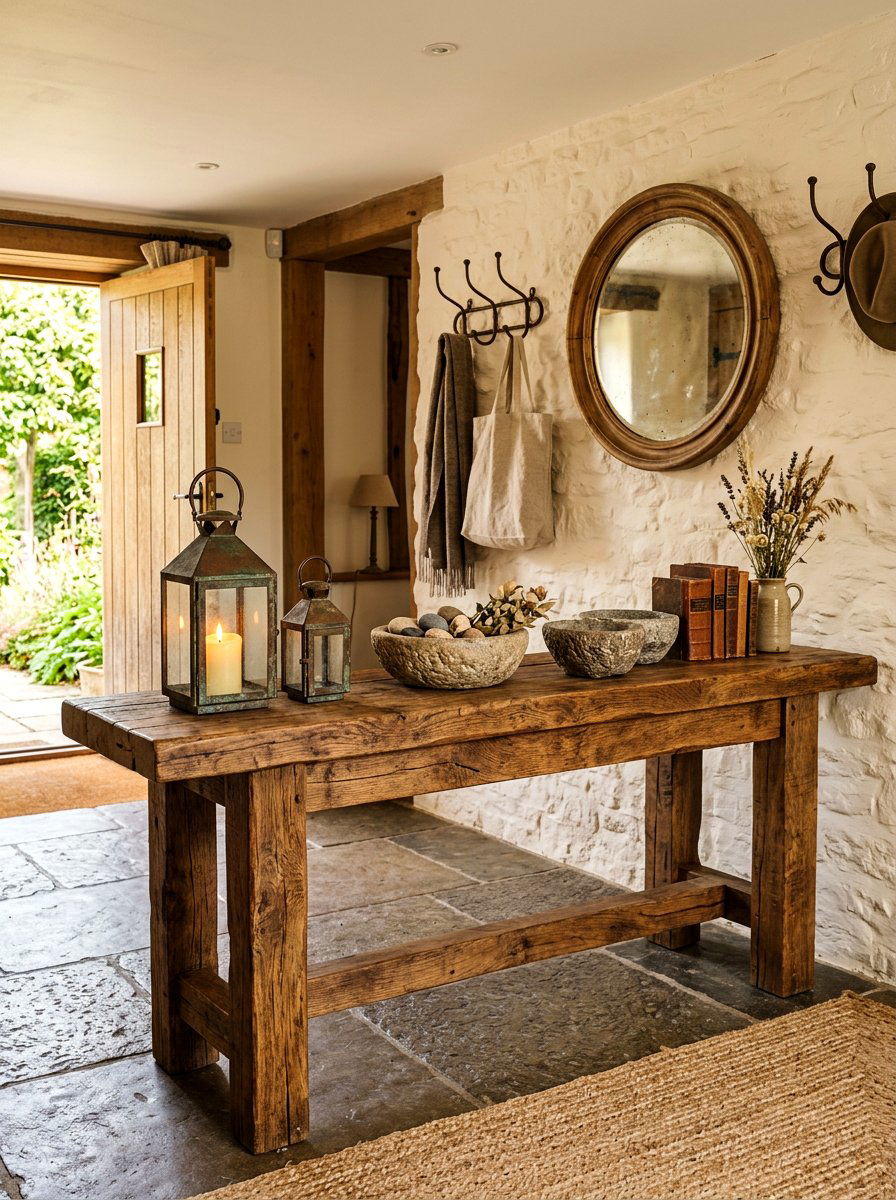 Rustic Entry Table - 30 everyday entry table decor ideas