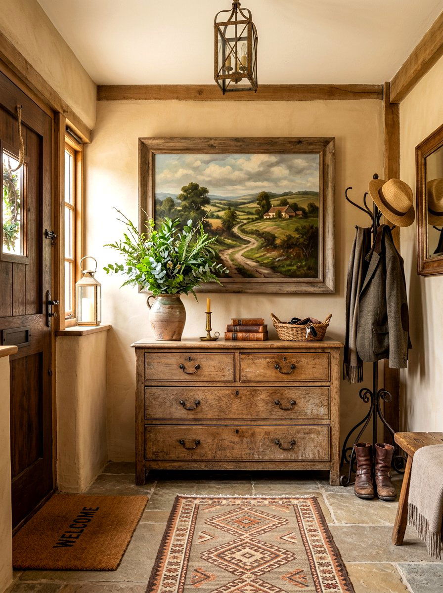 Rustic Entryway Antique Chest - 30 classic entryway ideas