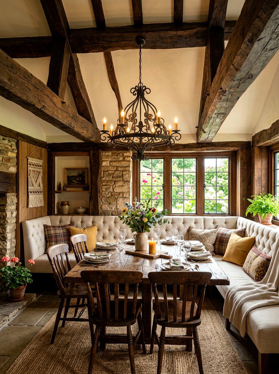 Rustic Exposed Beam Nook - 30 Nancy Meyers breakfast nook ideas