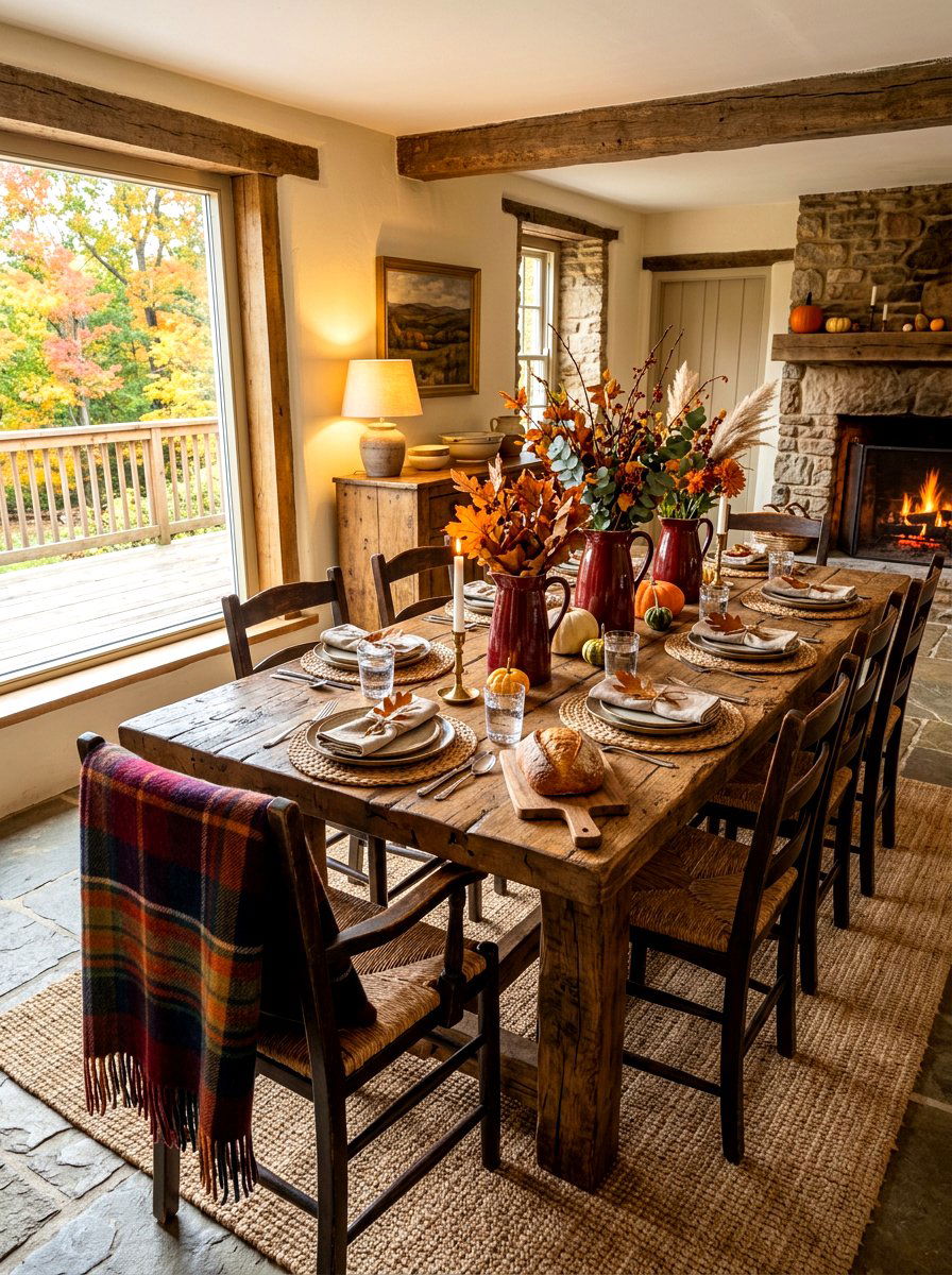 Rustic Fall Dining Room - 30 oxblood fall dining room ideas