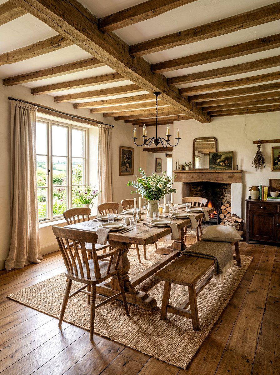 Rustic Farmhouse Brown Dining Room - 30 brown dining room decor ideas
