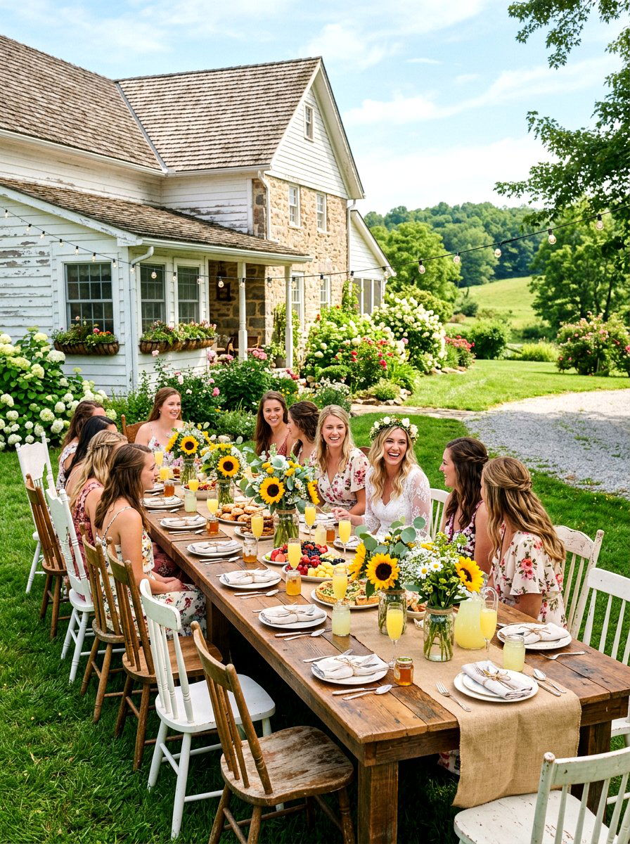 Rustic Farmhouse Brunch - 30 backyard bridal brunch ideas