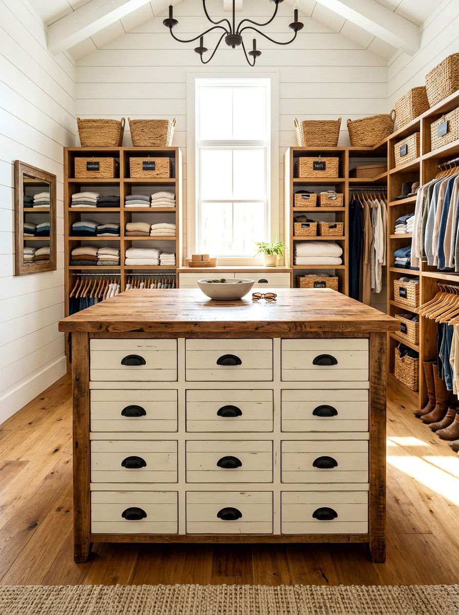 Rustic Farmhouse Closet Island - 30 closet island ideas