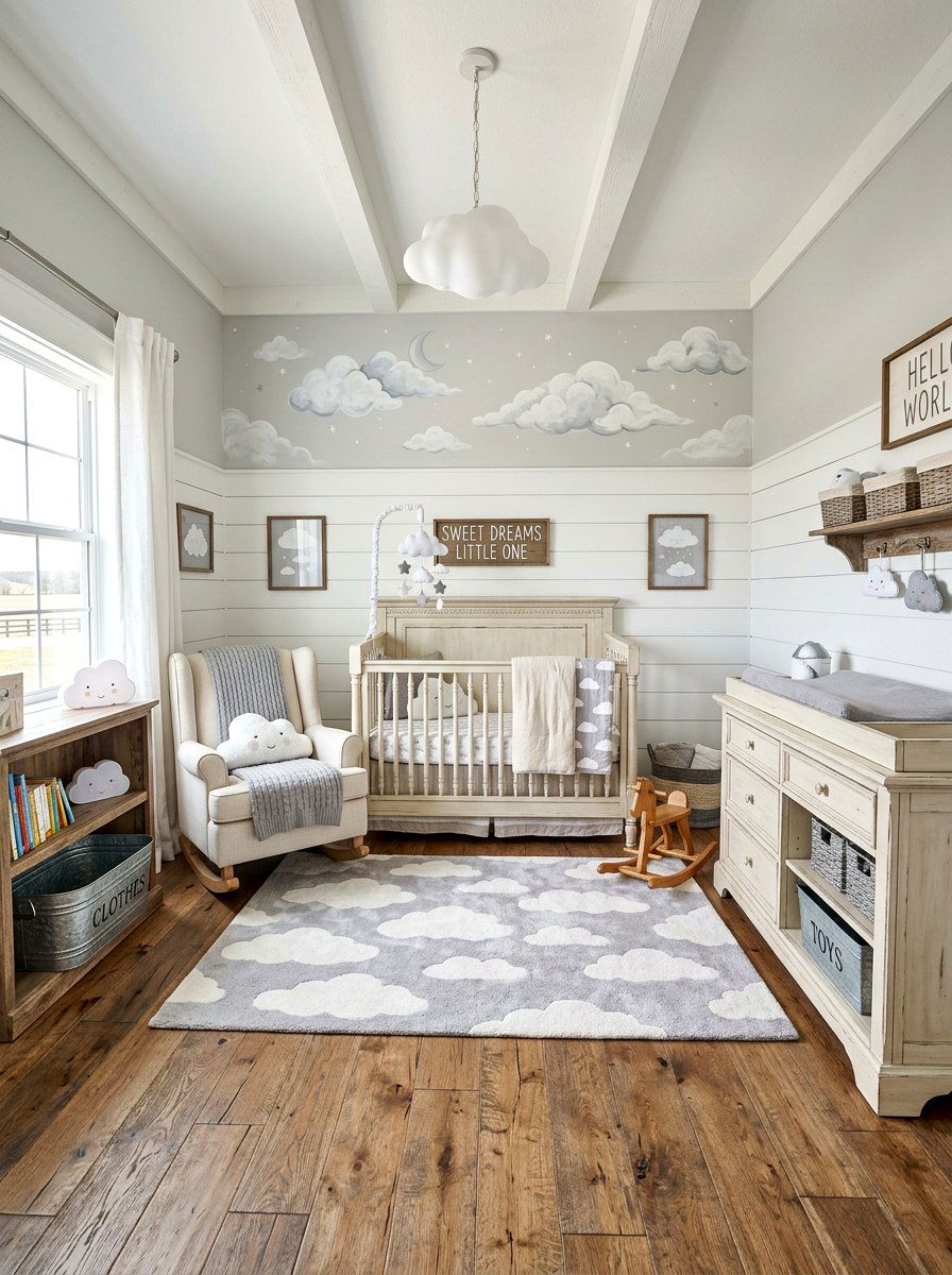 Rustic Farmhouse Cloud Nursery - 30 cloud nursery ideas