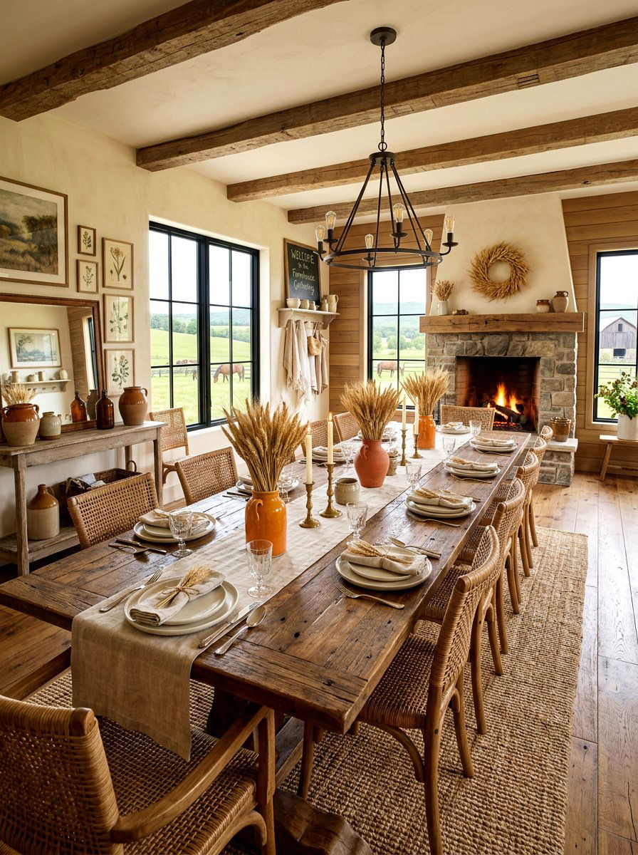 Rustic Farmhouse Dining Room - 30 Thanksgiving hosting room ideas
