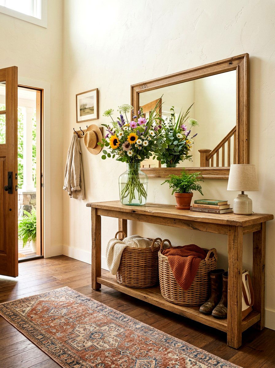 Rustic Farmhouse Entry Table - 30 console table entry ideas