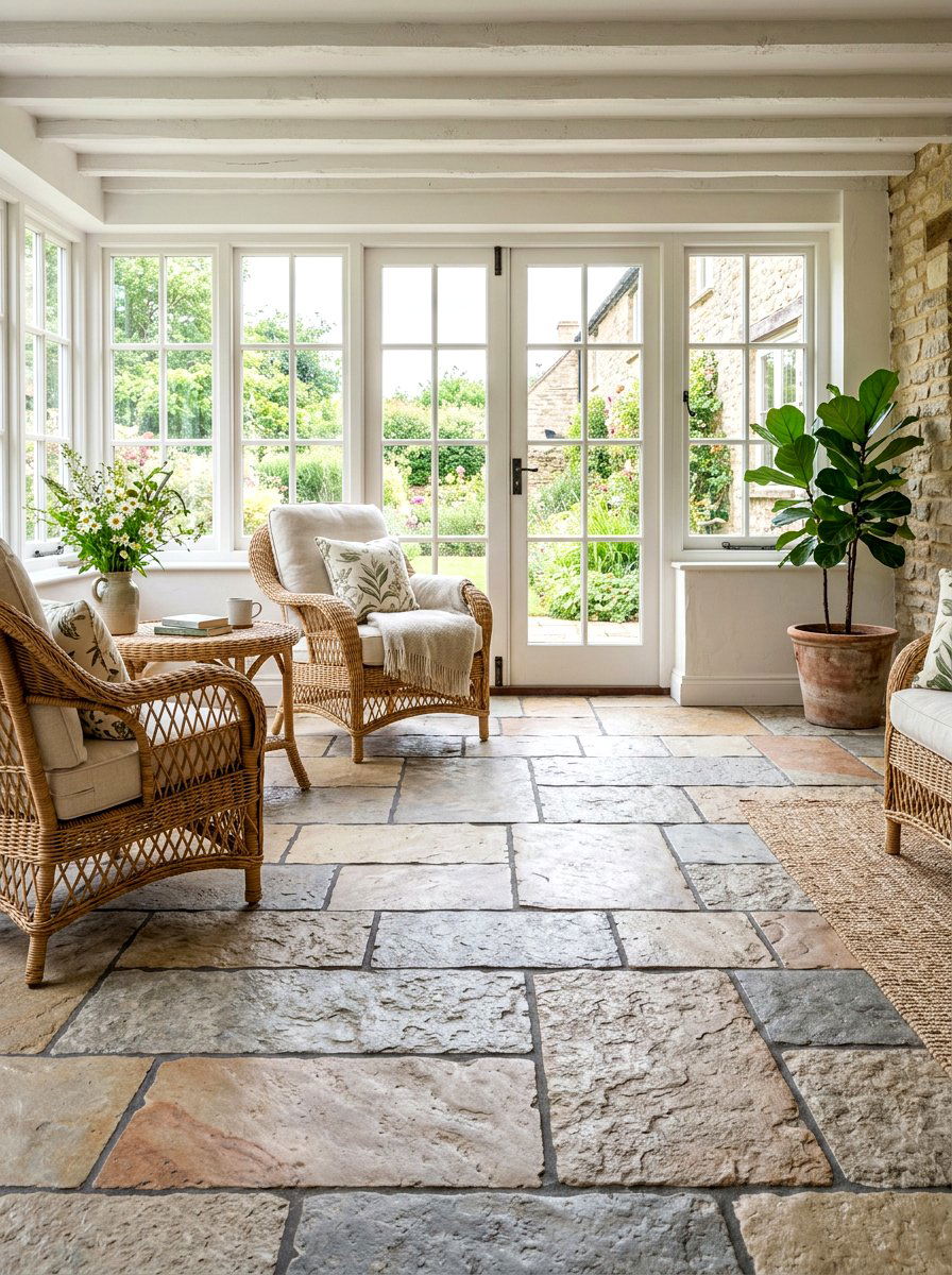 Rustic Farmhouse Flagstone Floor - 30 flagstone patio ideas