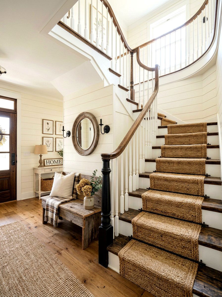 Rustic Farmhouse Foyer Stairs - 30 elegant foyer staircase ideas