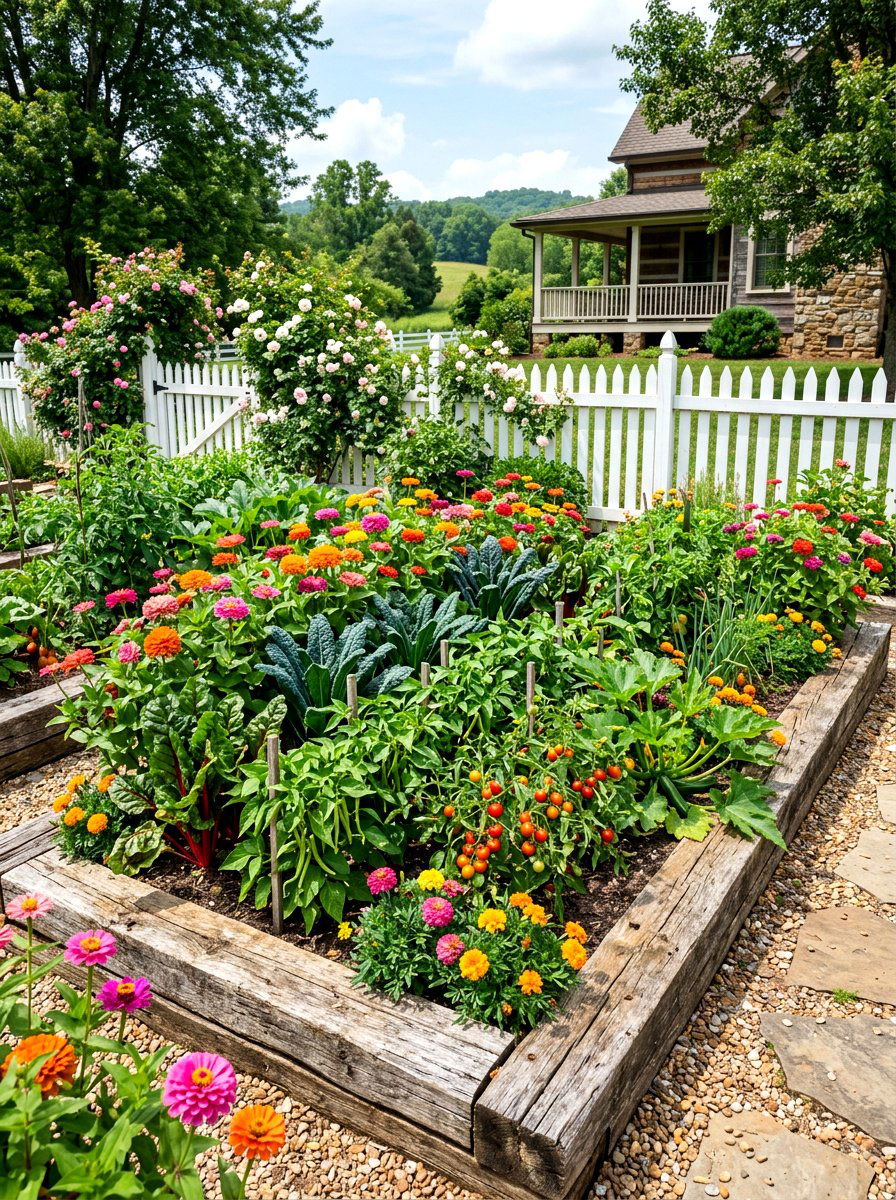 Rustic Farmhouse Garden Bed - 30 elevated garden bed ideas