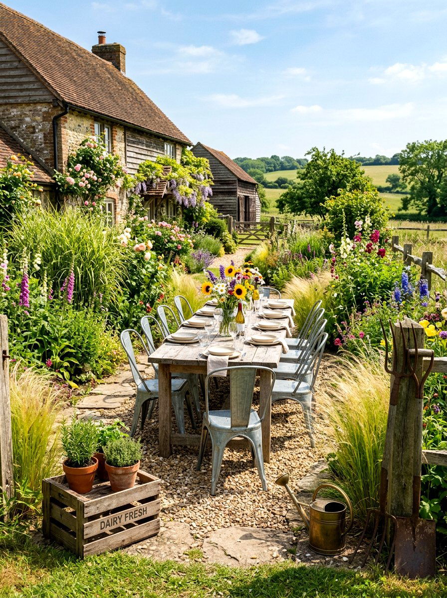 Rustic Farmhouse Garden - 30 kitchen courtyard garden ideas