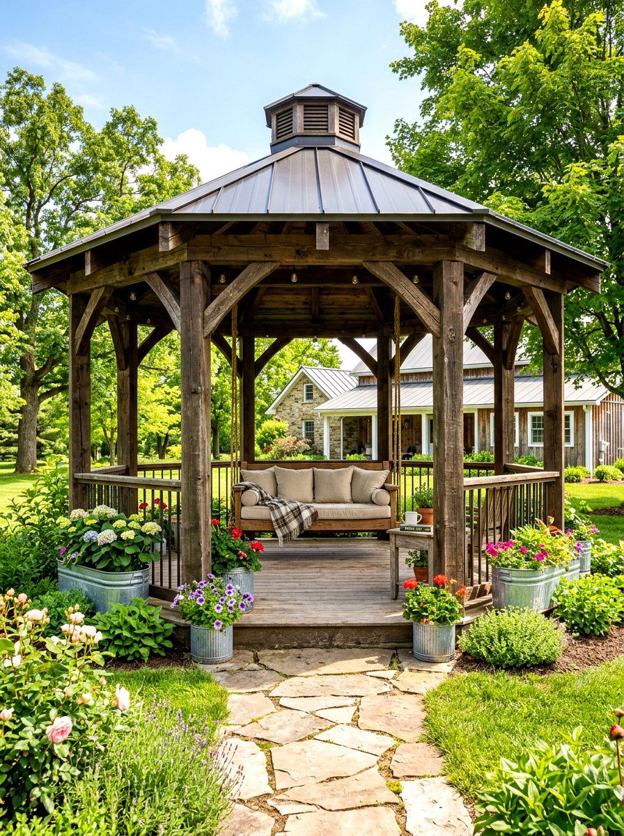 Rustic Farmhouse Gazebo - 30 hardtop gazebo ideas