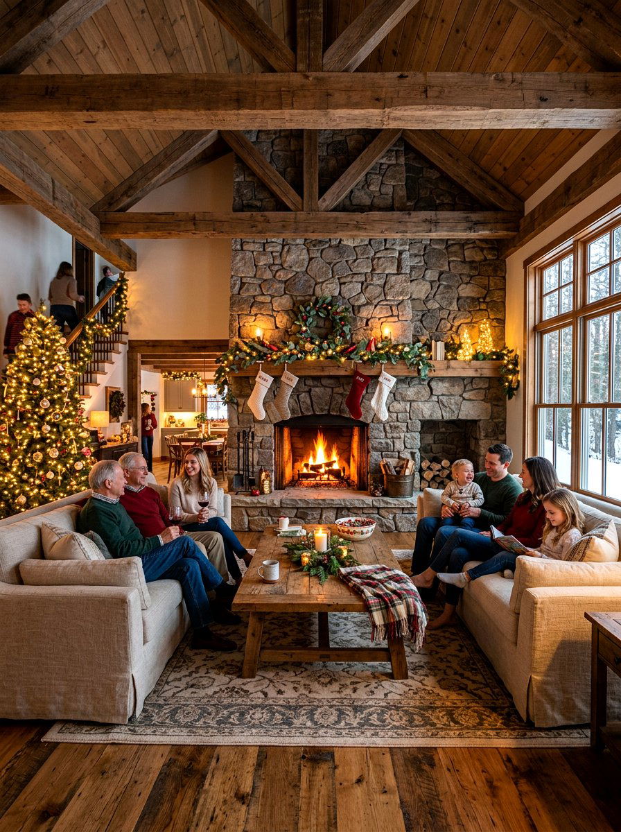 Rustic Farmhouse Great Room Design - 30 holiday hosting room ideas