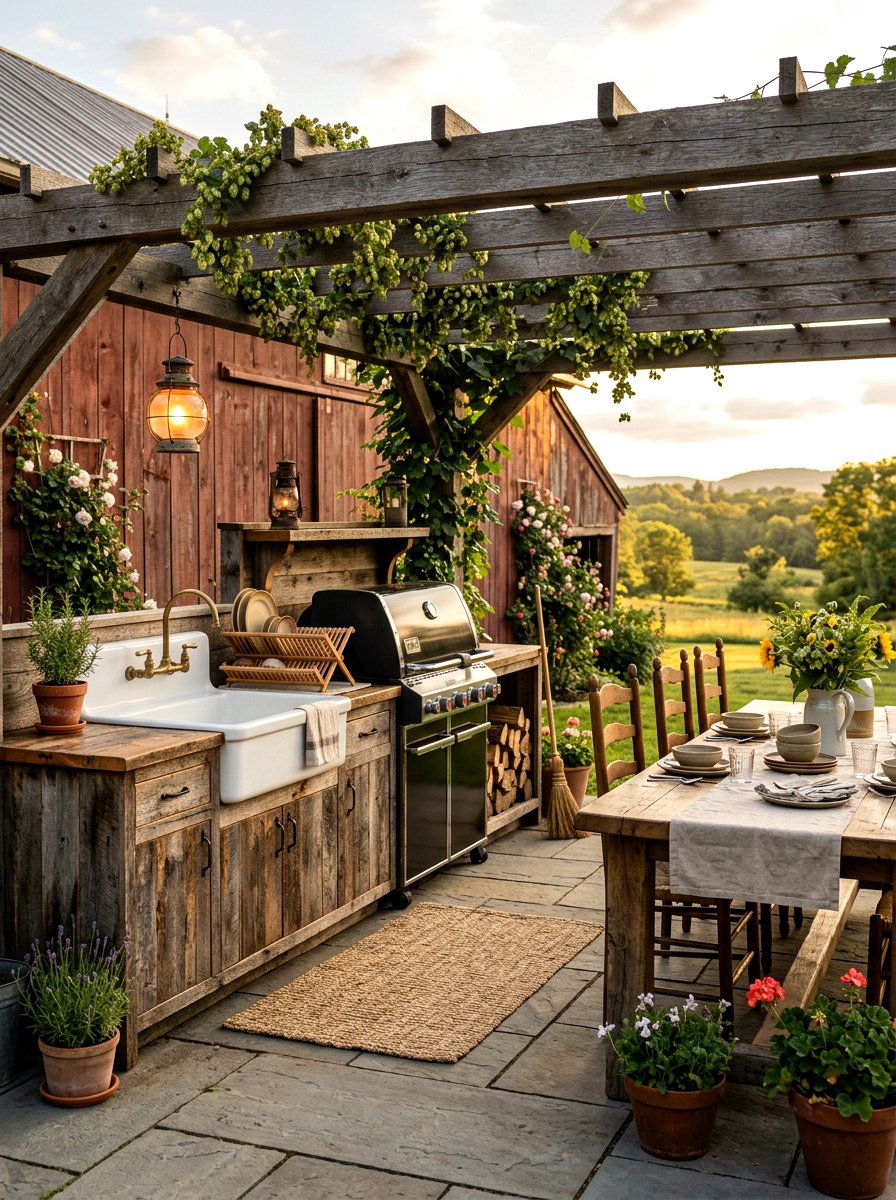 Rustic Farmhouse Grill Setup - 30 backyard grill station ideas