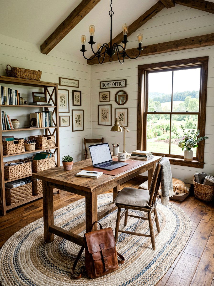 Rustic Farmhouse Home Office - 30 private study room ideas