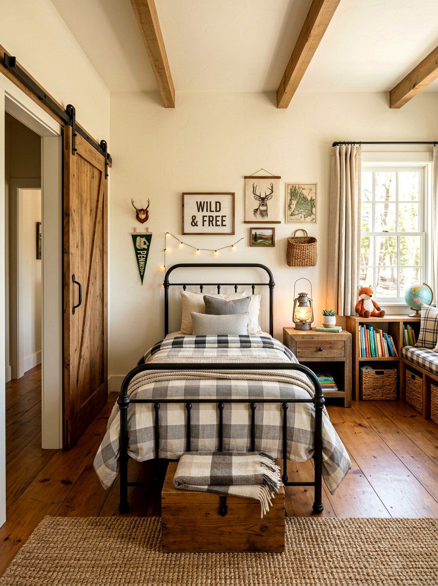 Rustic Farmhouse Kids Room - 30 kids room ideas