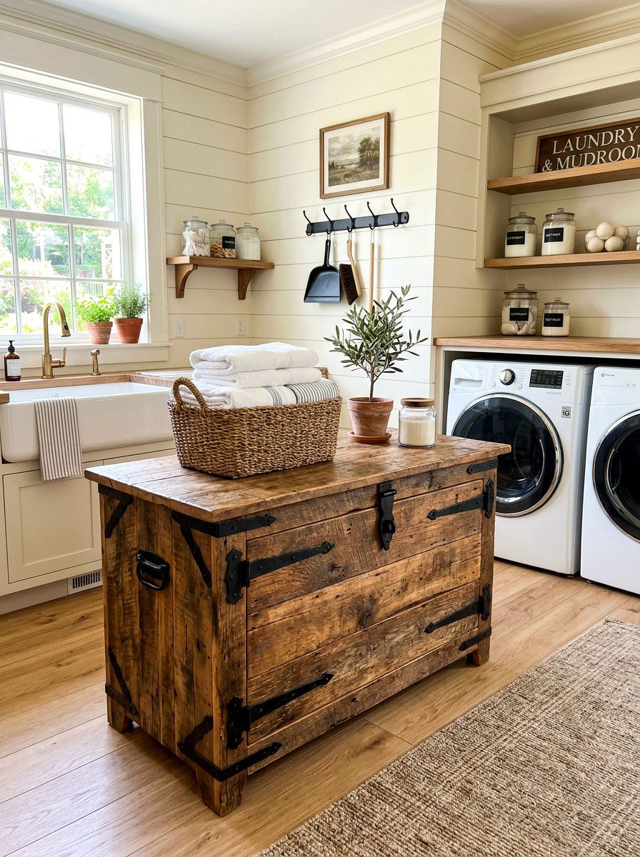 Rustic Farmhouse Litter Chest - 30 hidden litter box furniture ideas
