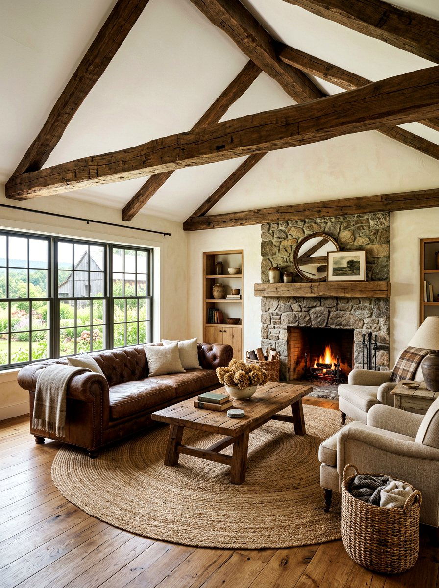 Rustic Farmhouse Living Room - 30 country manor living room ideas