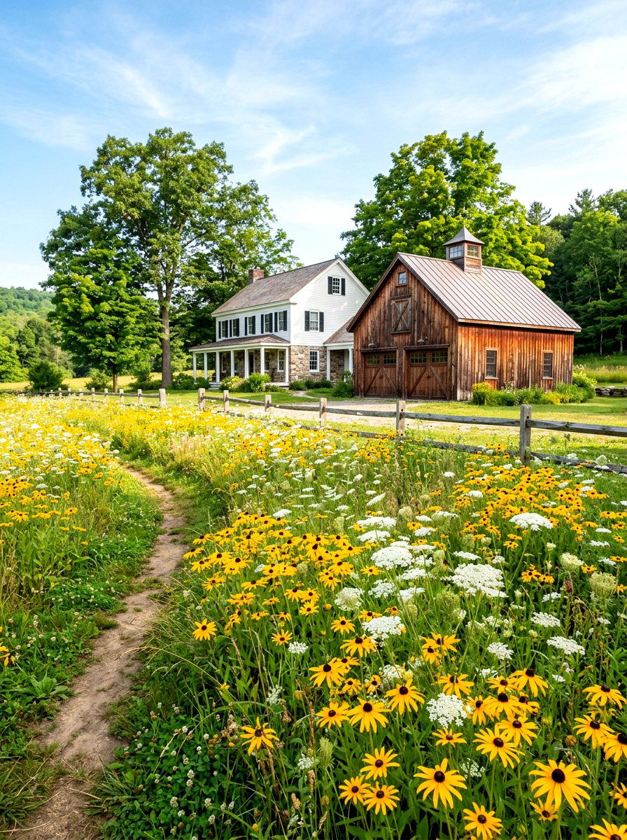 Rustic Farmhouse Meadow Garden - 30 meadow front yard ideas