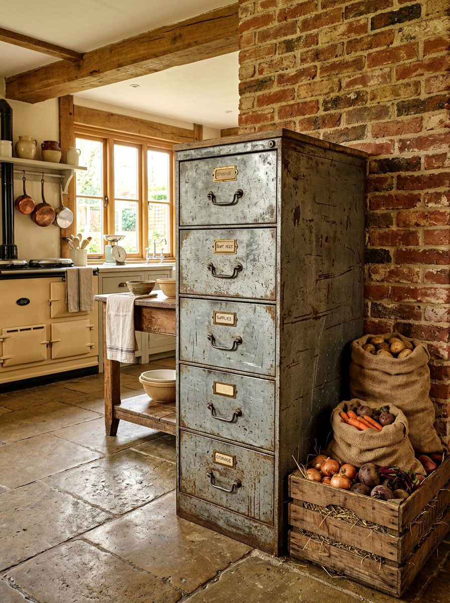 Rustic Farmhouse Metal Filing Cabinet - 30 file drawer kitchen ideas