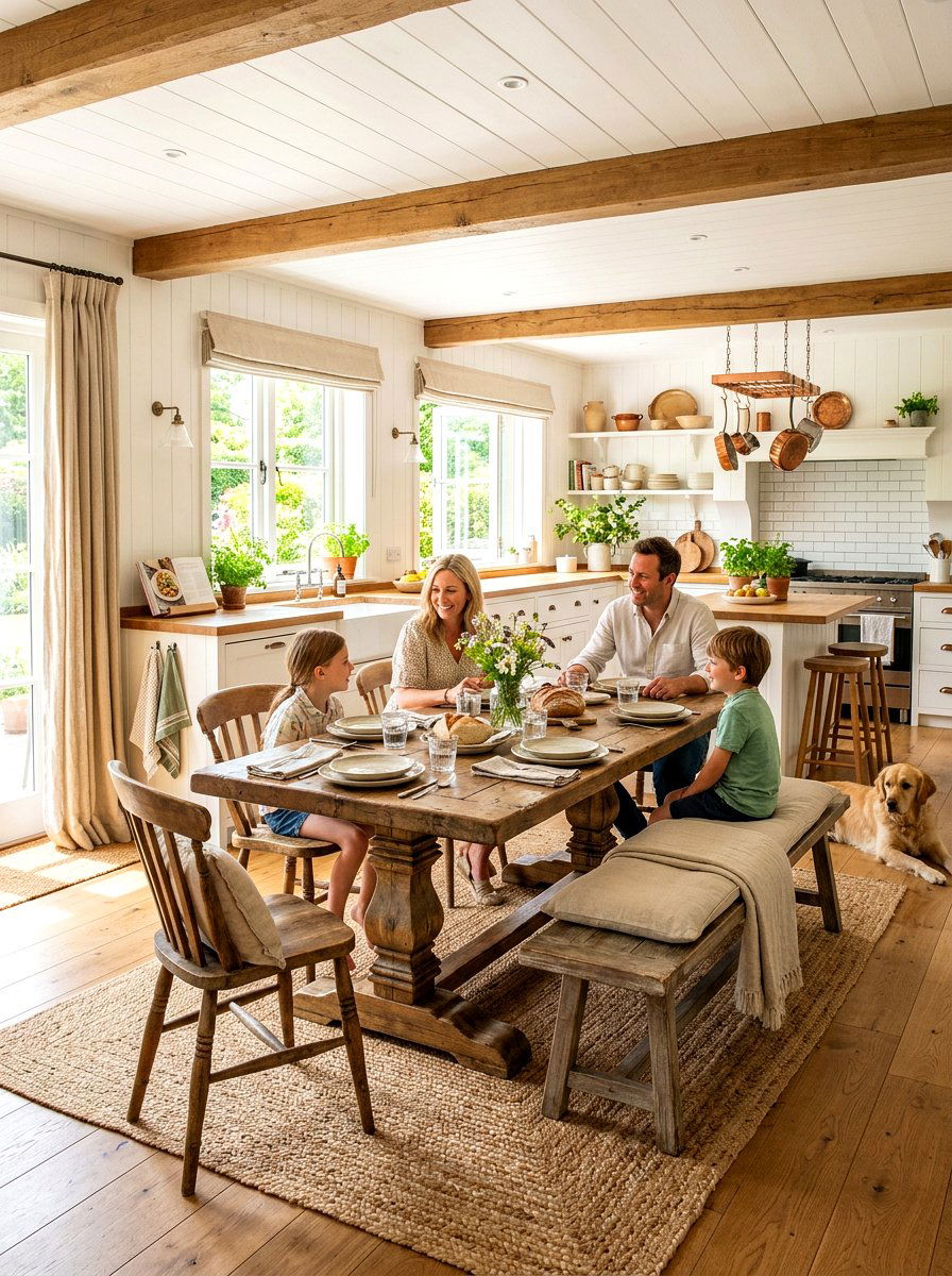 Rustic Farmhouse Open Plan - 30 open plan dining room ideas
