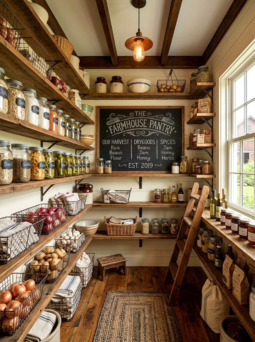 Rustic Farmhouse Pantry - 30 snack pantry ideas