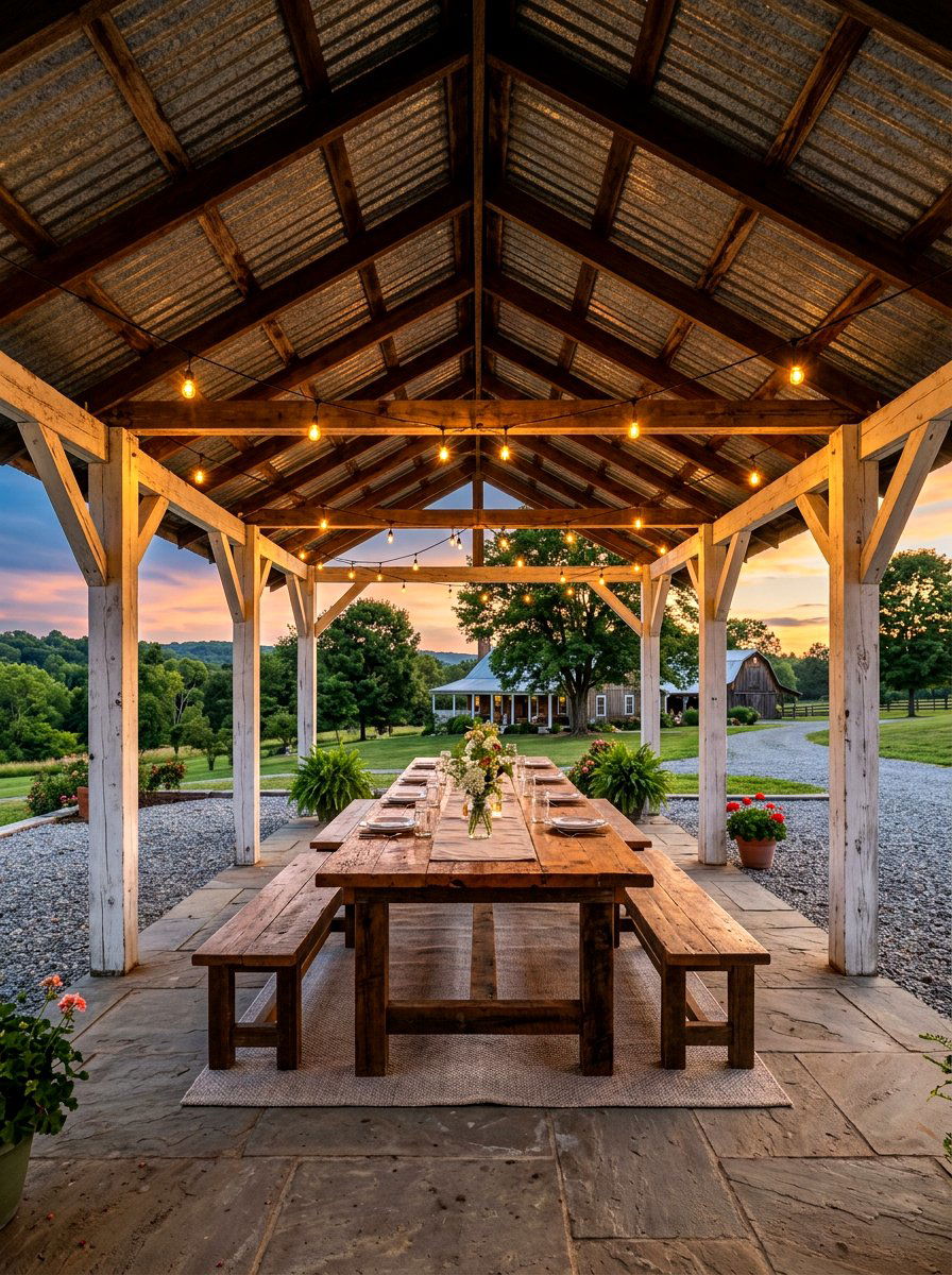 Rustic Farmhouse Pavilion - 30 backyard pavilion ideas